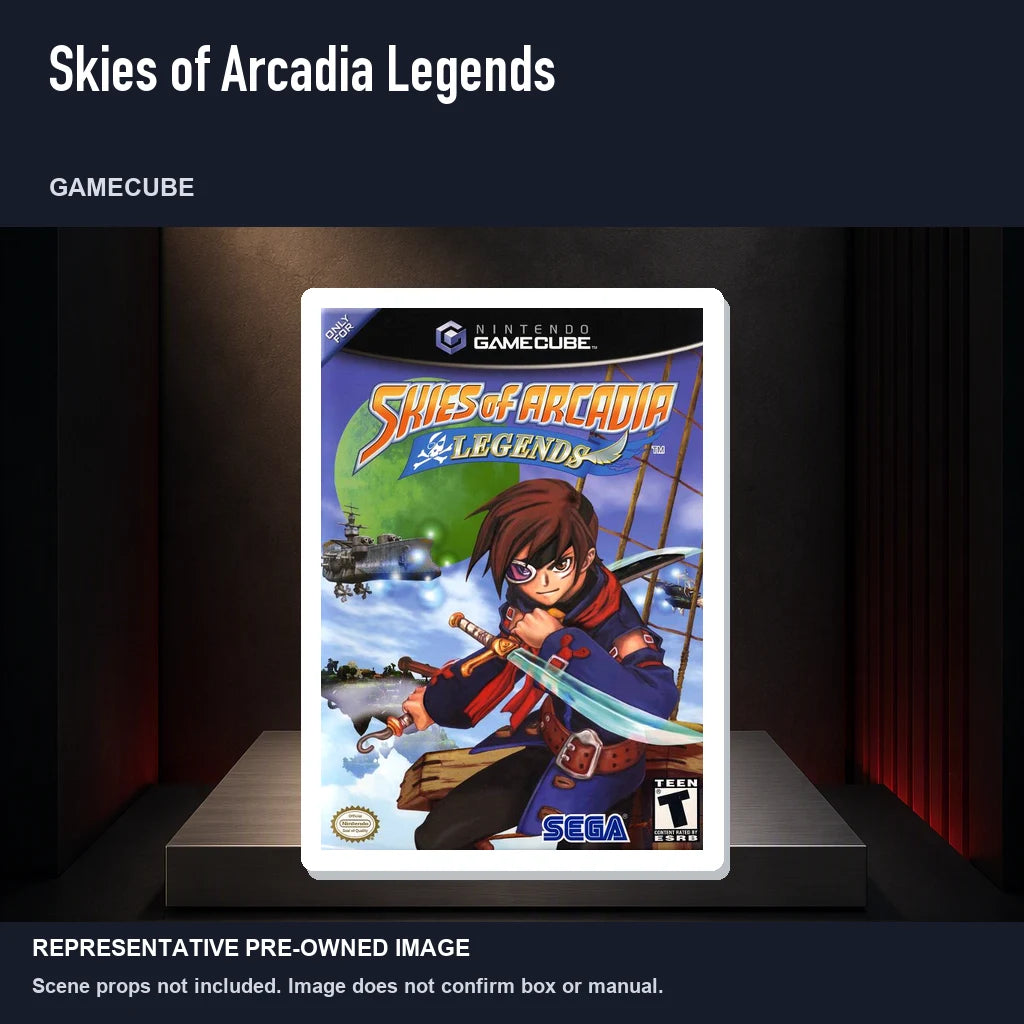 Representative pre-owned Skies of Arcadia Legends (GameCube), product image on a display panel.