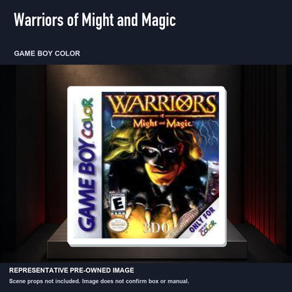 Representative pre-owned Warriors of Might and Magic (Game Boy Color), product image on a display panel.