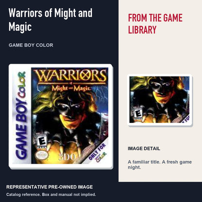 Representative pre-owned Warriors of Might and Magic (Game Boy Color), editorial image and detail.