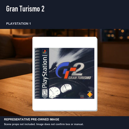Representative pre-owned Gran Turismo 2 (PlayStation 1), product image in a styled room scene.
