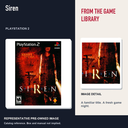 Representative pre-owned Siren (PlayStation 2), editorial image and detail.