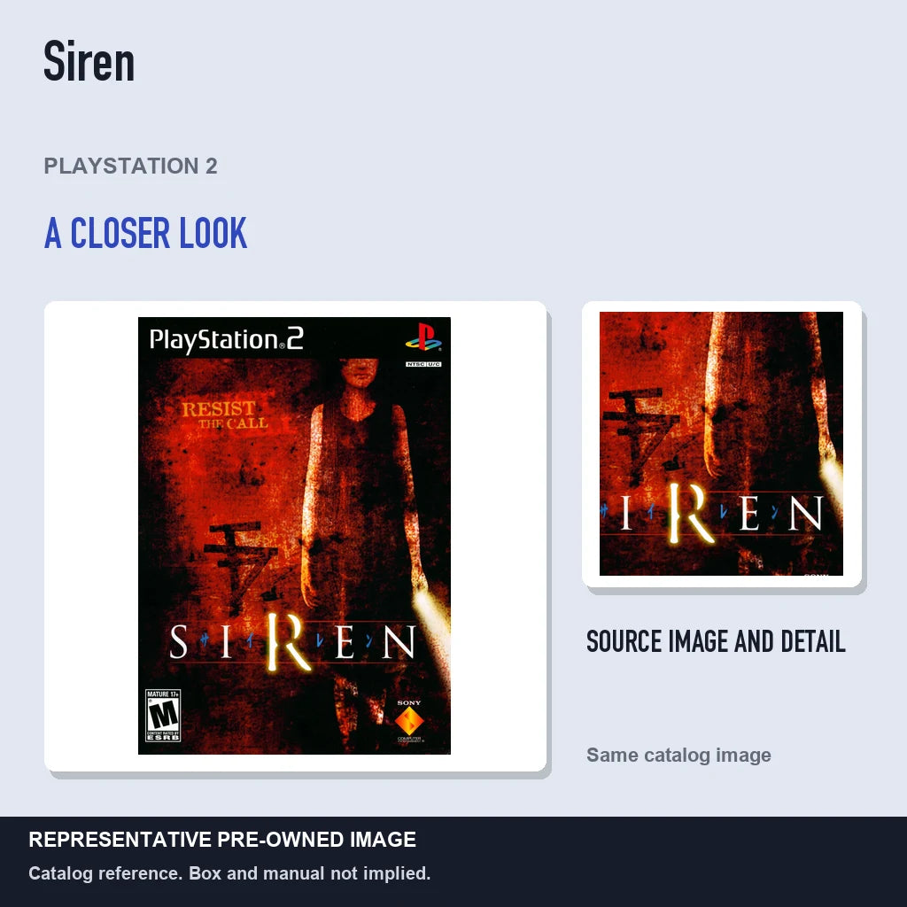 Representative pre-owned Siren (PlayStation 2), full image with detail inset.