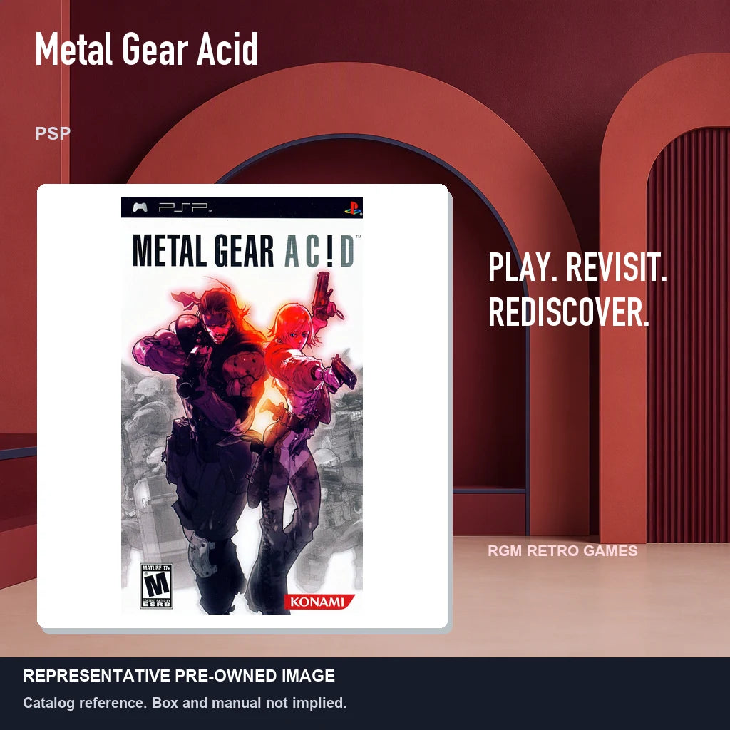 Representative pre-owned Metal Gear Acid (PSP), red retro product layout.