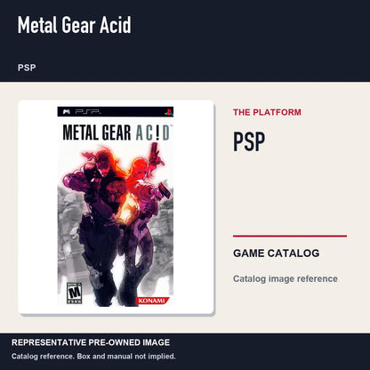 Representative pre-owned Metal Gear Acid (PSP), platform product layout.