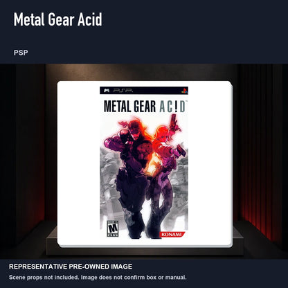 Representative pre-owned Metal Gear Acid (PSP), product image on a display panel.
