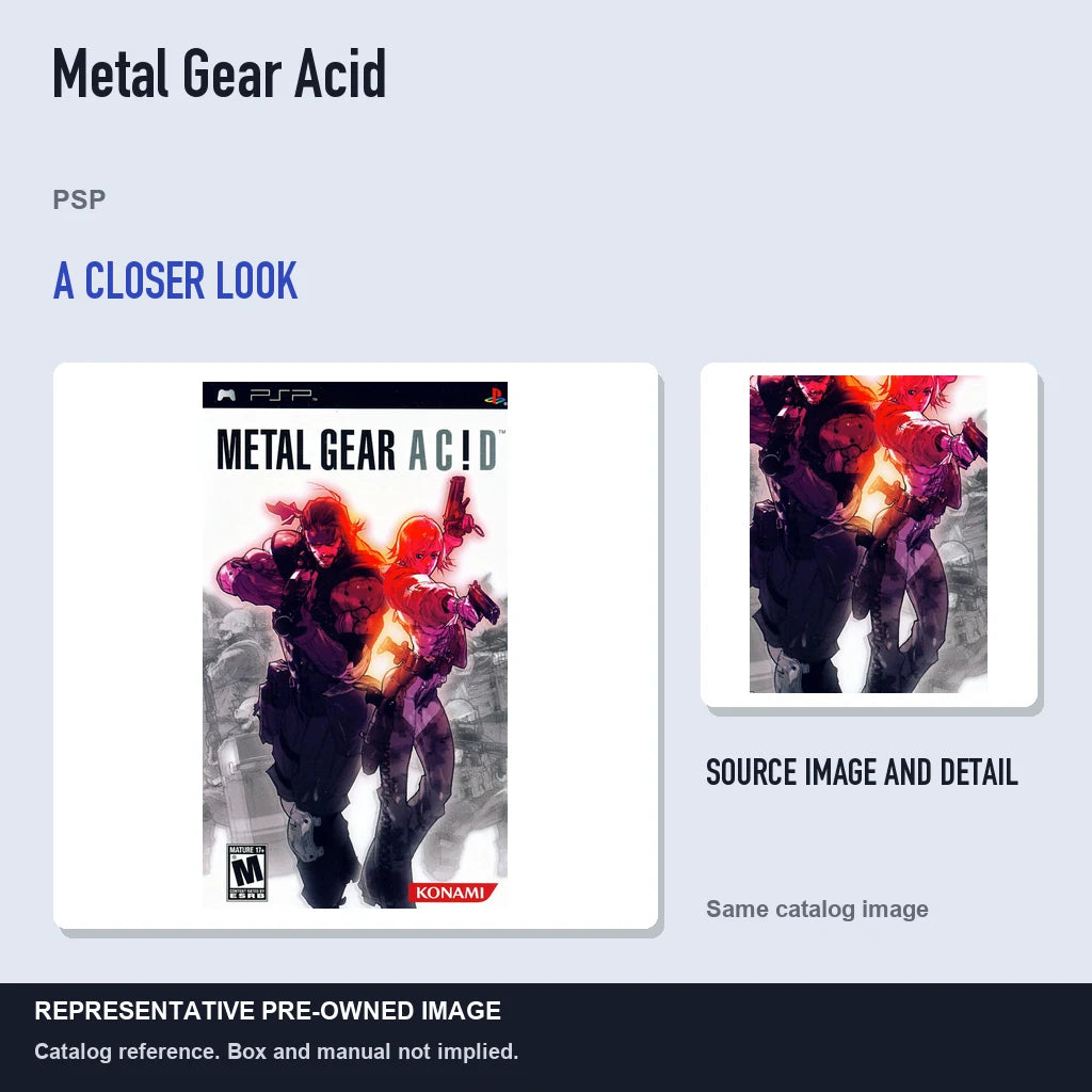 Representative pre-owned Metal Gear Acid (PSP), full image with detail inset.