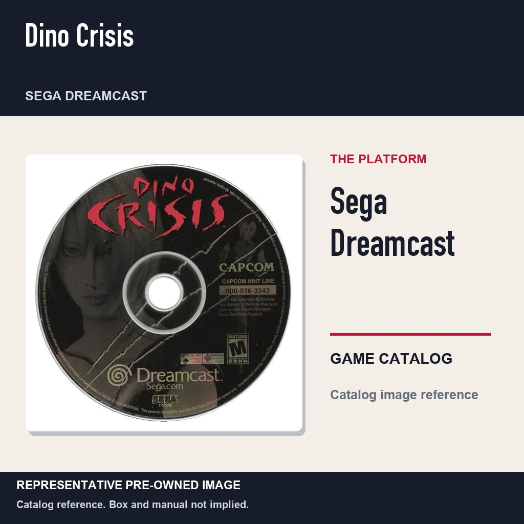 Representative pre-owned Dino Crisis (Sega Dreamcast), platform product layout.