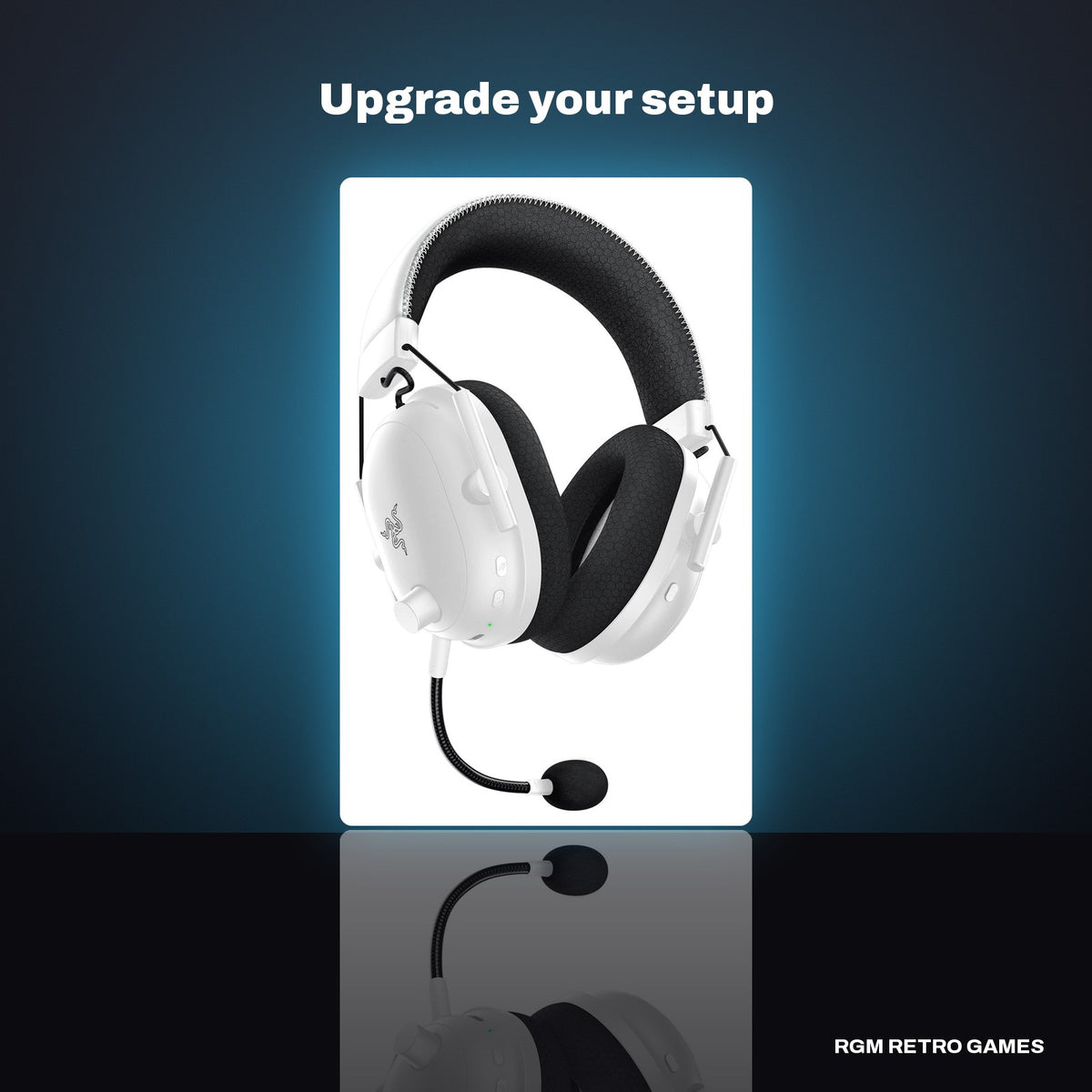 Razer BlackShark V2 Pro Wireless Esports Gaming Headset (2023) - White in a dark studio setting