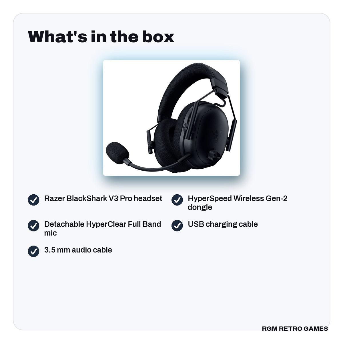 What's in the box with the Razer BlackShark V3 Pro Wireless ANC Esports Gaming Headset for PC - Black