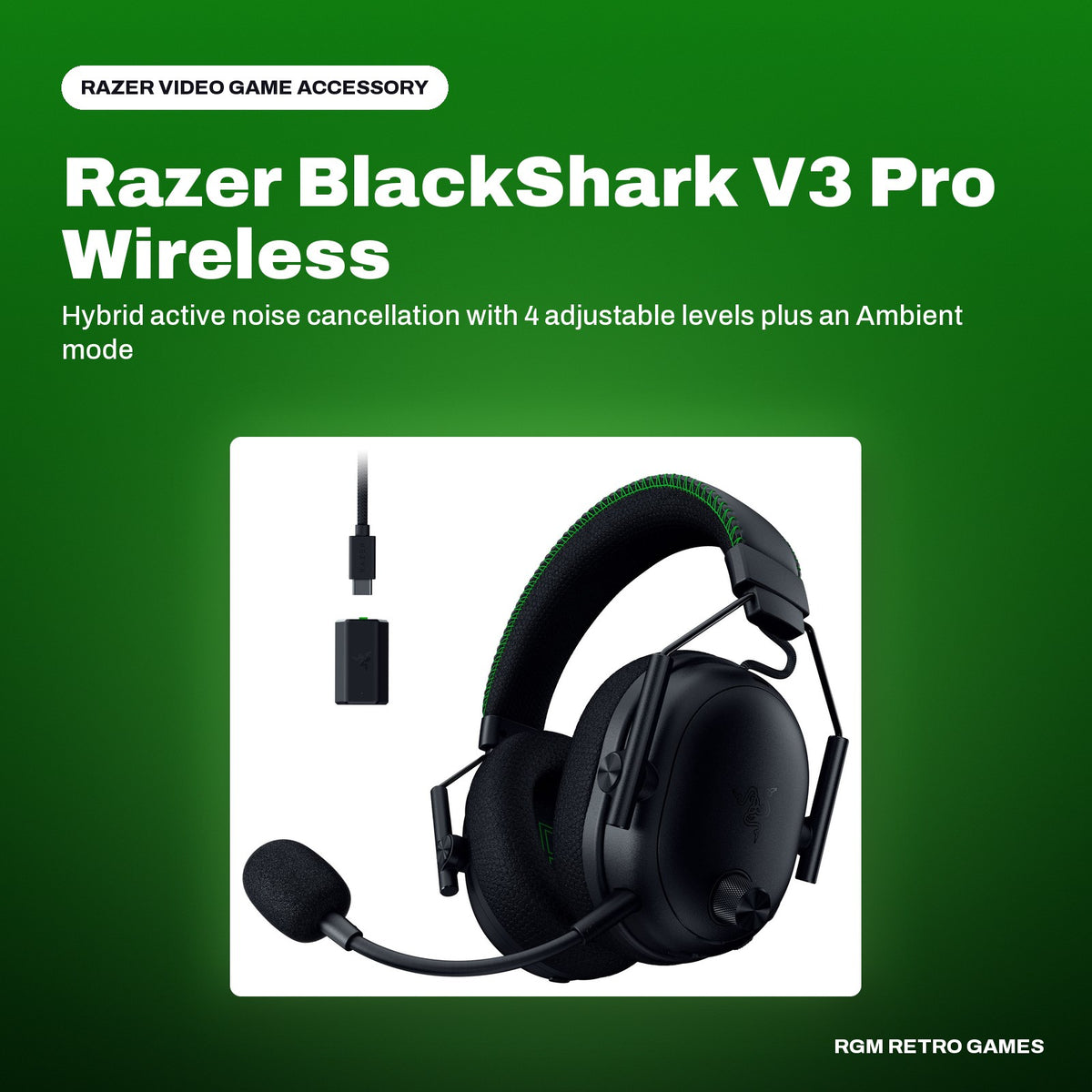 Razer BlackShark V3 Pro Wireless ANC Esports Gaming Headset for Xbox - Black in a Razer color scene