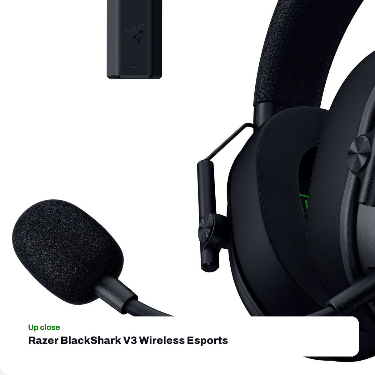 Razer BlackShark V3 Wireless Esports Gaming Headset for Xbox - Black, close-up detail