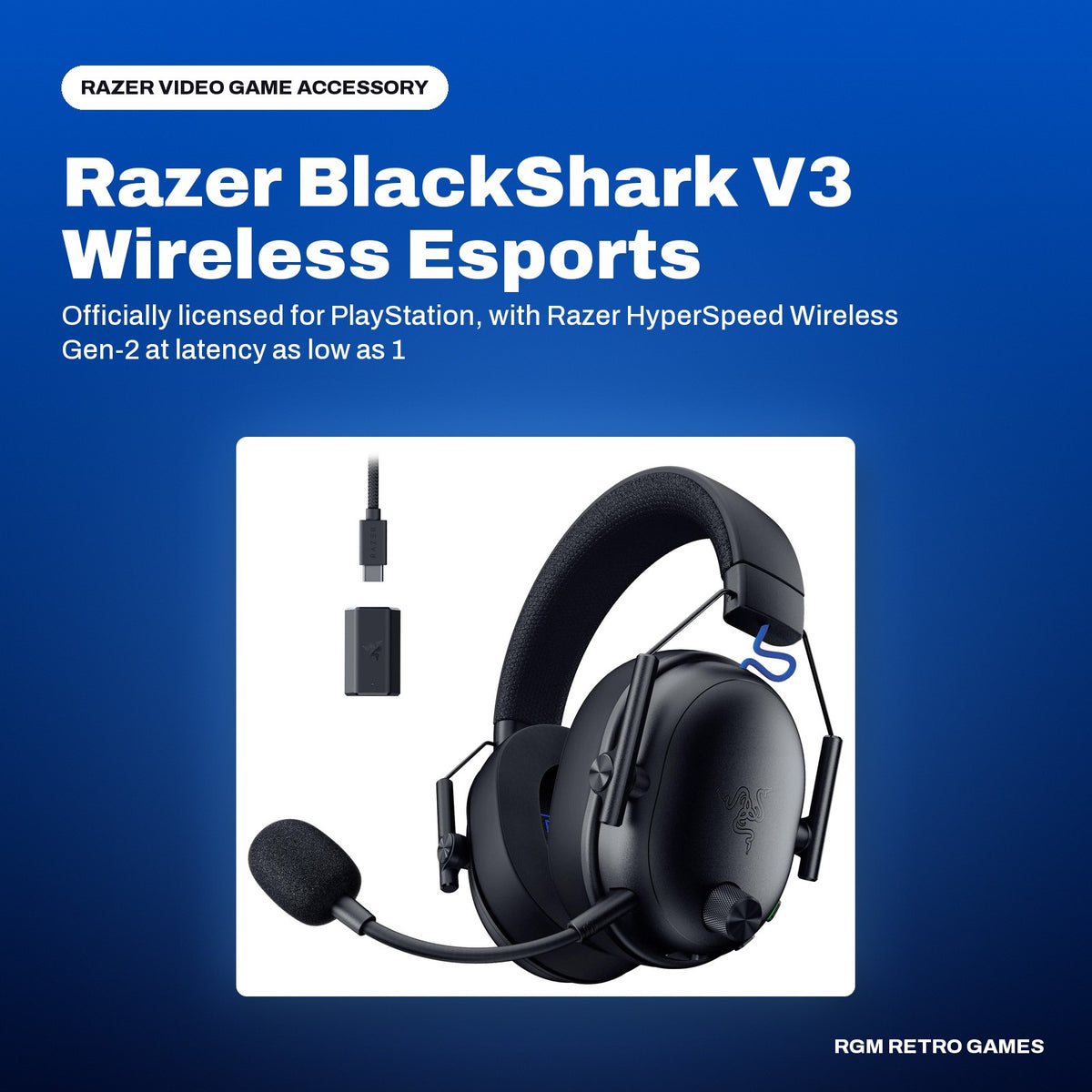 Razer BlackShark V3 Wireless Esports Headset for PlayStation - Black in a Razer color scene