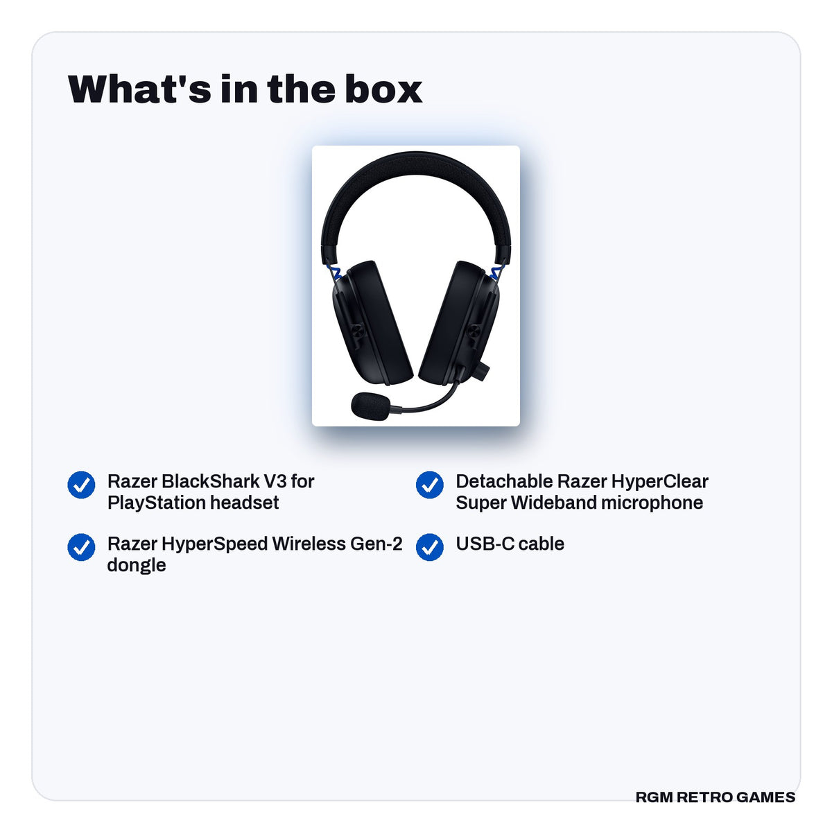 What's in the box with the Razer BlackShark V3 Wireless Esports Headset for PlayStation - Black