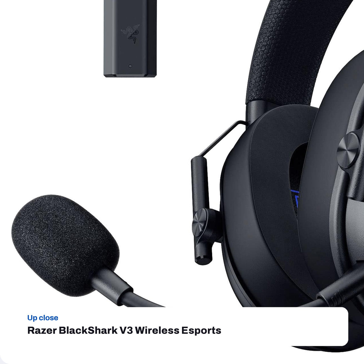 Razer BlackShark V3 Wireless Esports Headset for PlayStation - Black, close-up detail