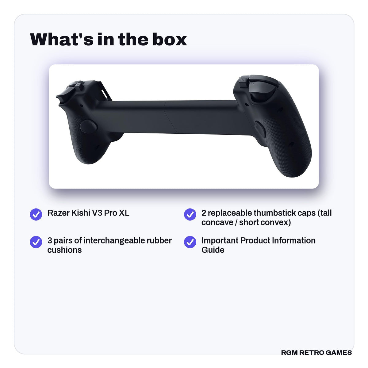 What's in the box with the Razer Kishi V3 Pro XL Mobile Gaming Controller