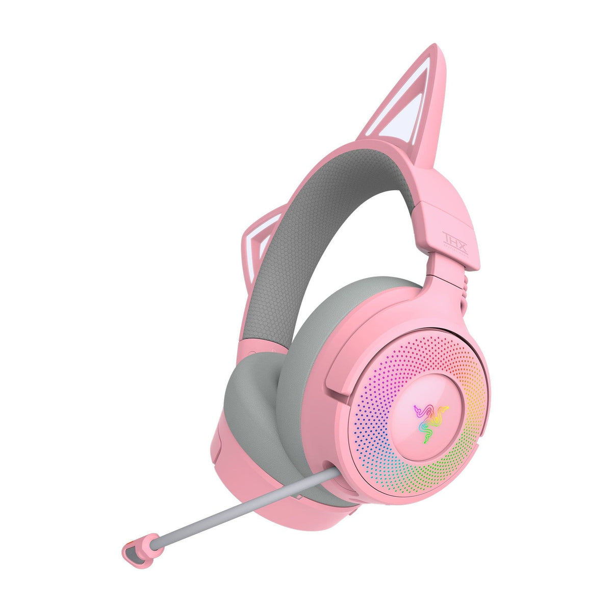Razer Kraken Kitty V3 Pro Wireless RGB Gaming Headset - Quartz, front view on a white background