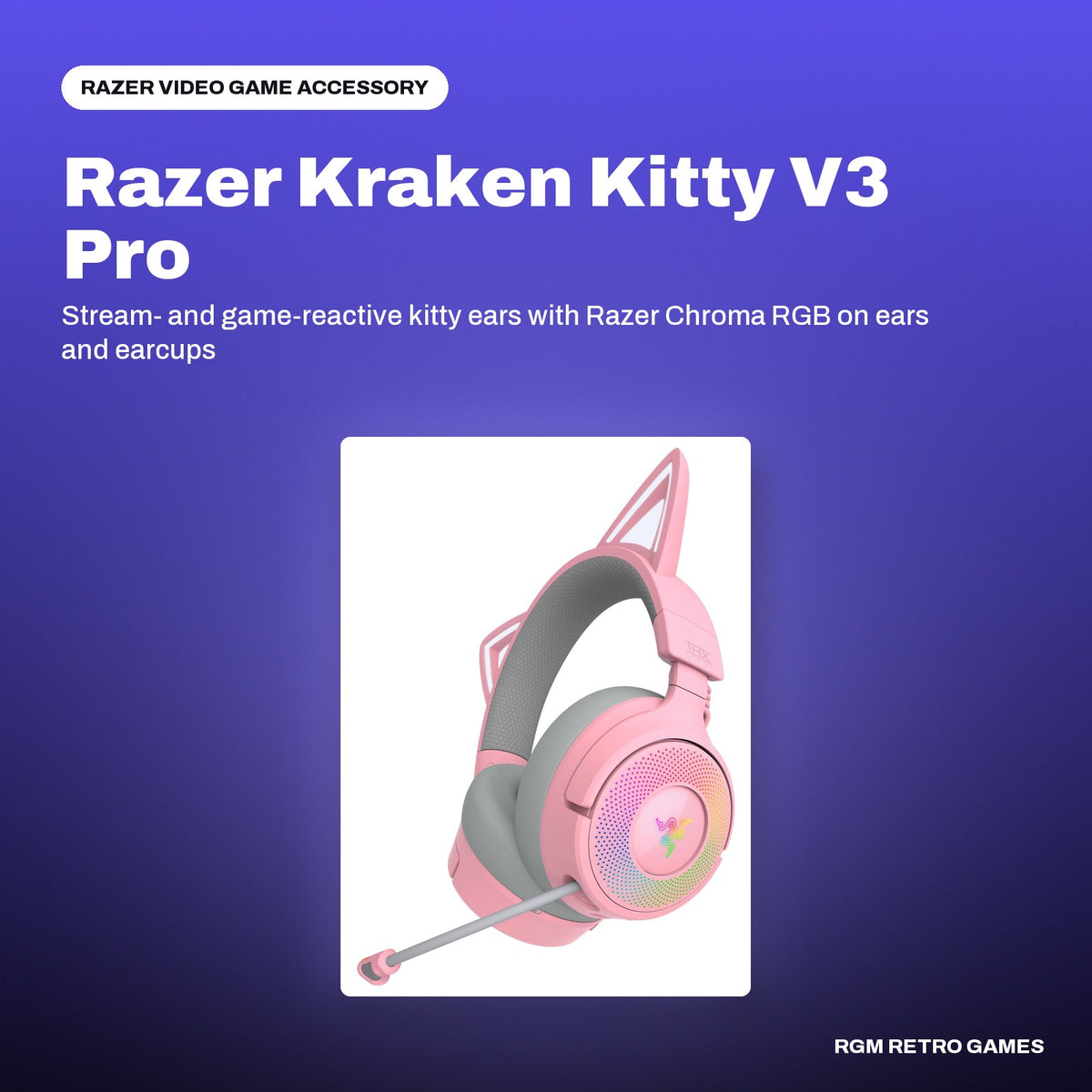 Razer Kraken Kitty V3 Pro Wireless RGB Gaming Headset - Quartz in a Razer color scene
