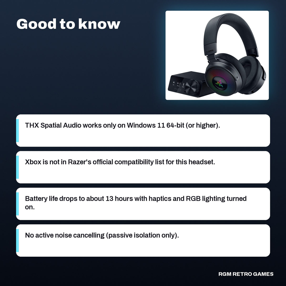 Razer Kraken V4 Pro Wireless Gaming Headset with OLED Control Hub - Black, good to know before you buy