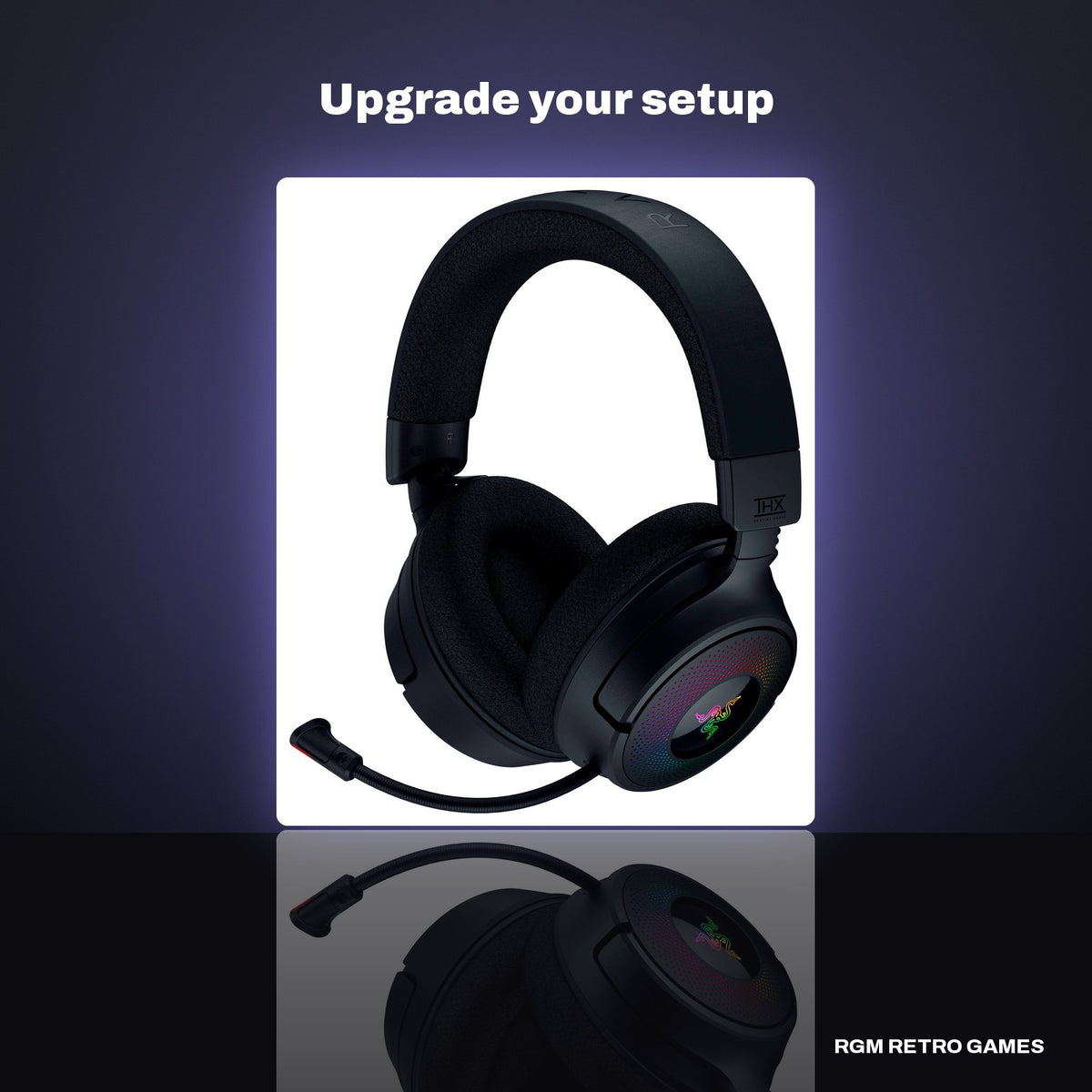 Razer Kraken V4 Wireless Gaming Headset (Black, RZ04-05170100-R3U1) in a dark studio setting