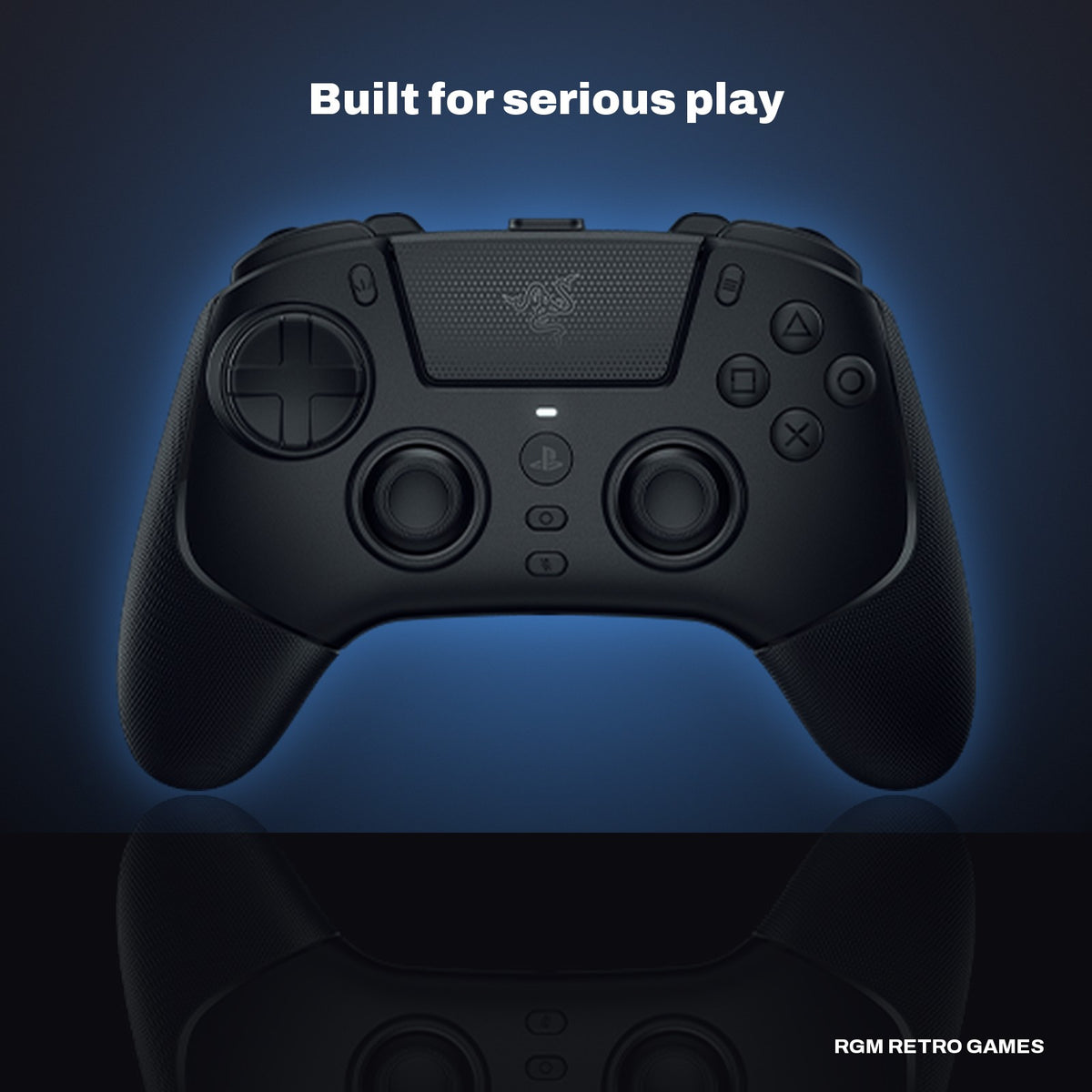 Razer Raiju V3 Pro Wireless Esports Controller for PS5 and PC (Black) in a dark studio setting
