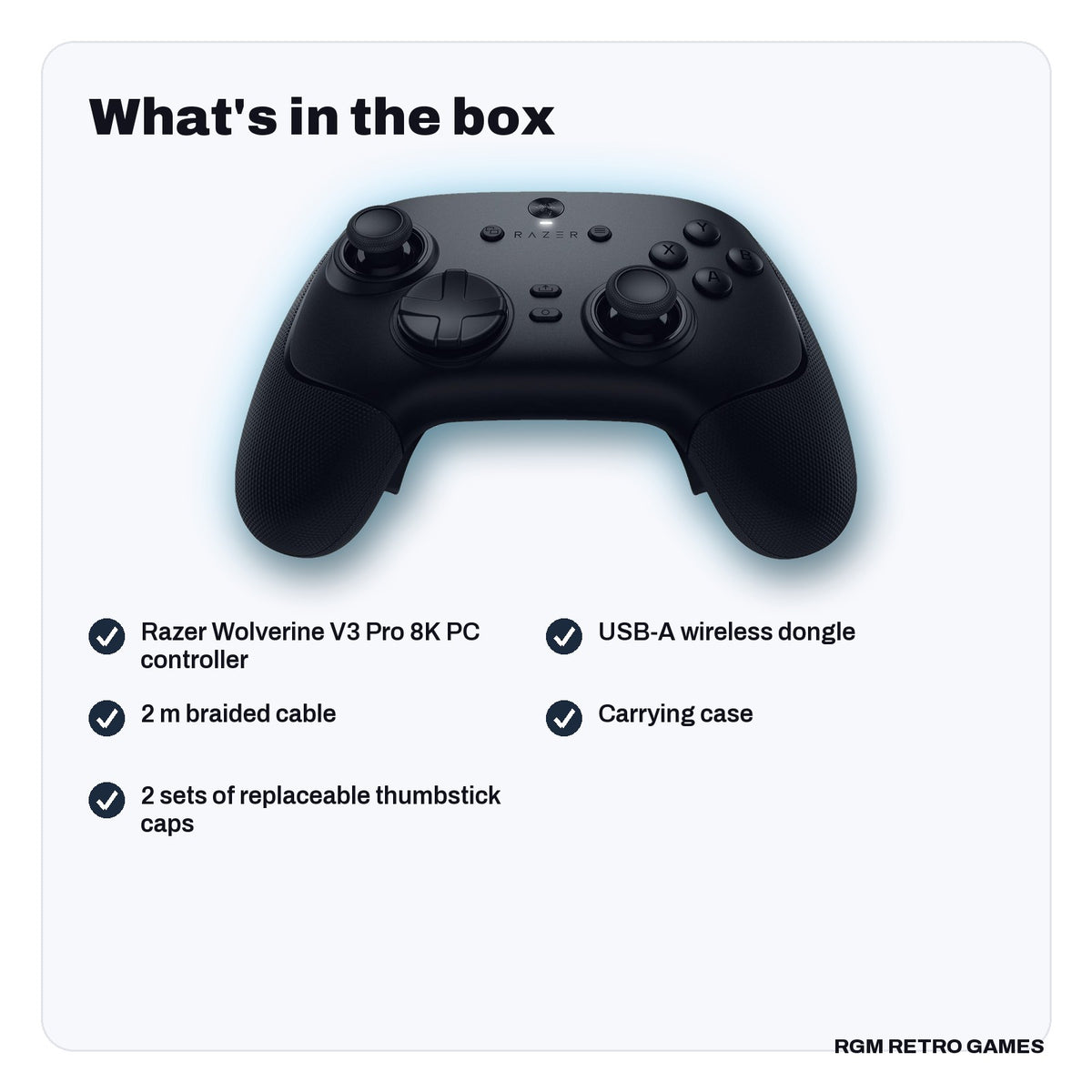 What's in the box with the Razer Wolverine V3 Pro 8K PC Wireless Esports Controller - Black