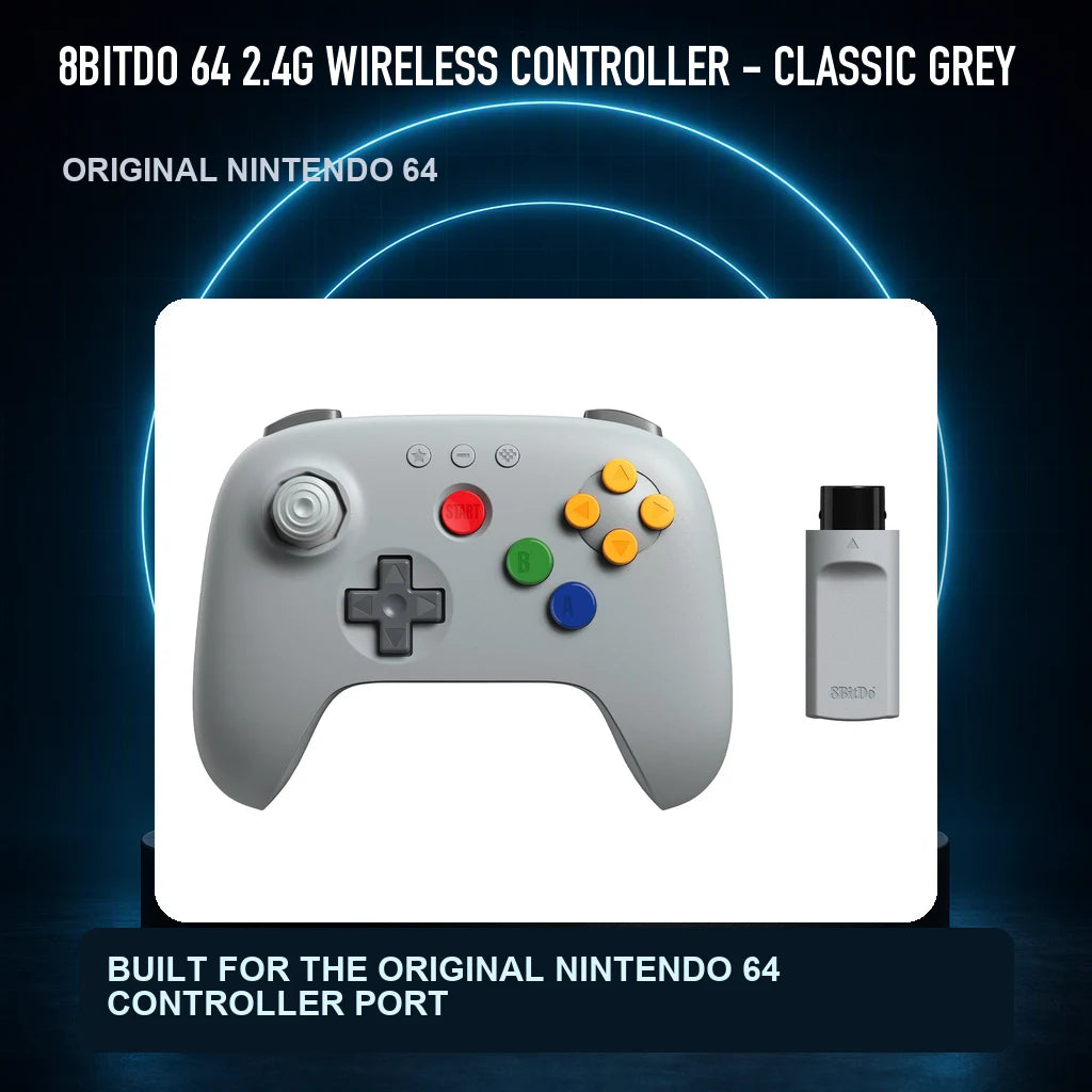 8BitDo 64 2.4G Wireless Controller - Classic Grey feature presentation