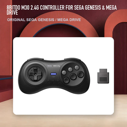 8BitDo M30 2.4G Controller for Sega Genesis & Mega Drive in an RGM retro studio display