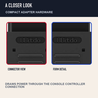 Two close detail views of 8BitDo Retro Receiver for SNES / SFC