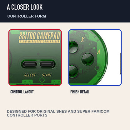 Two close detail views of 8BitDo SN30 2.4G