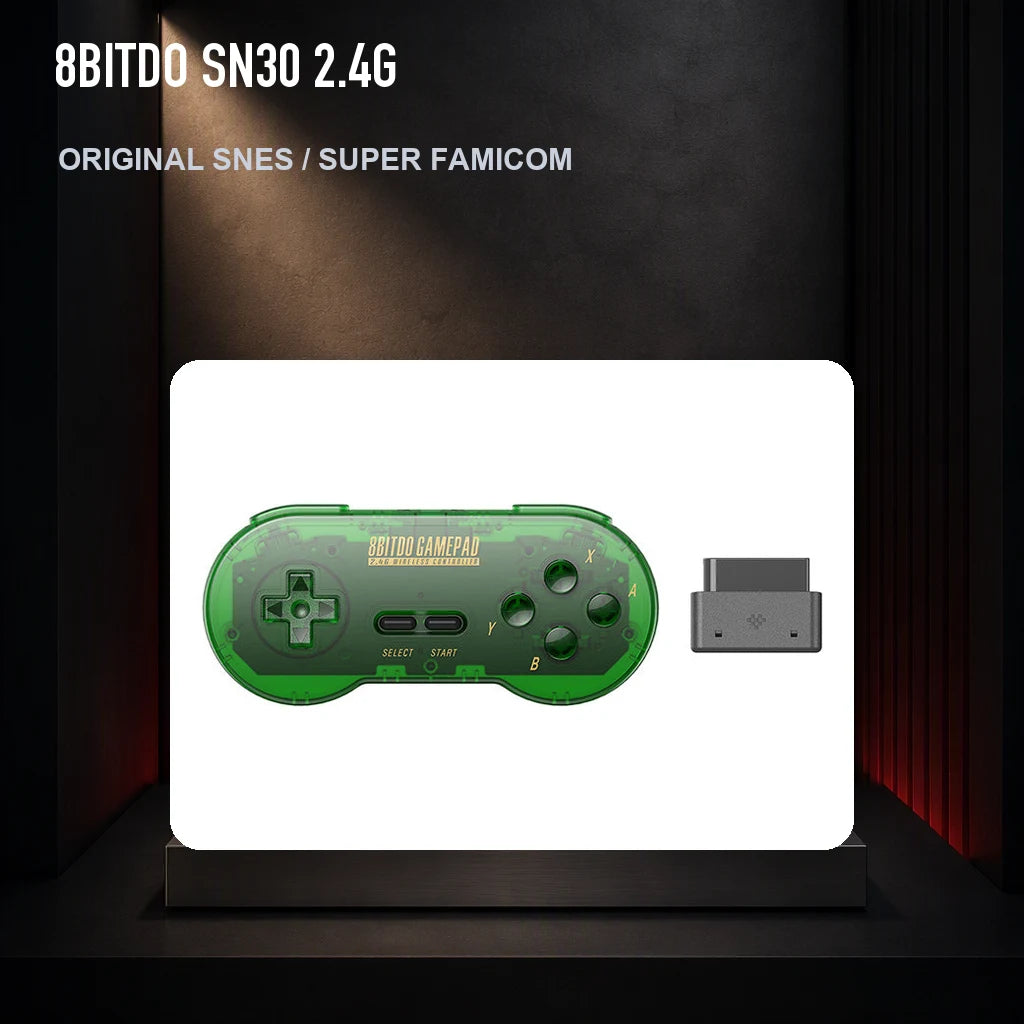 8BitDo SN30 2.4G on a collector display plinth