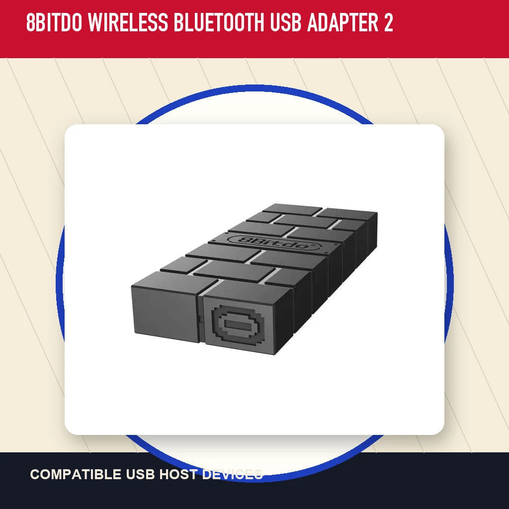 8BitDo Wireless Bluetooth USB Adapter 2 in a minimal catalog layout