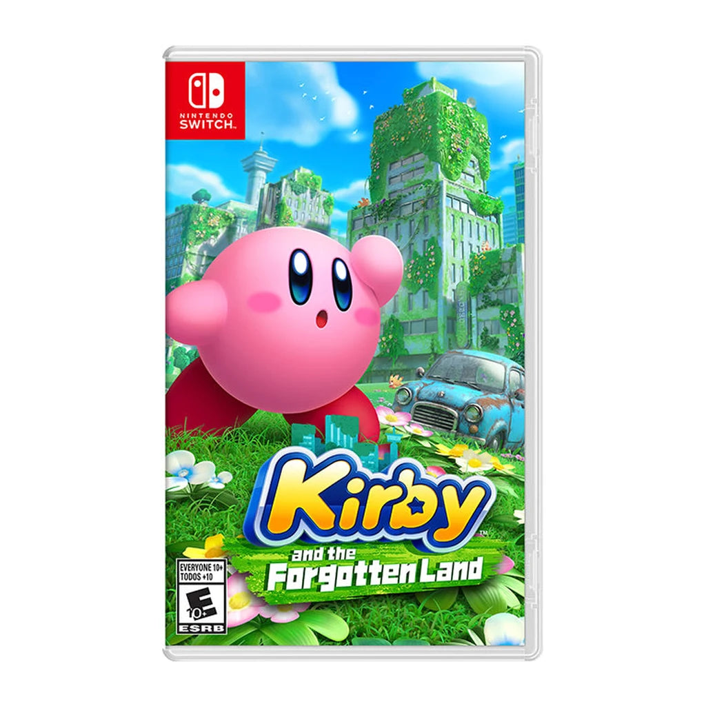 Kirby and the Forgotten Land physical Nintendo game cover on a white background