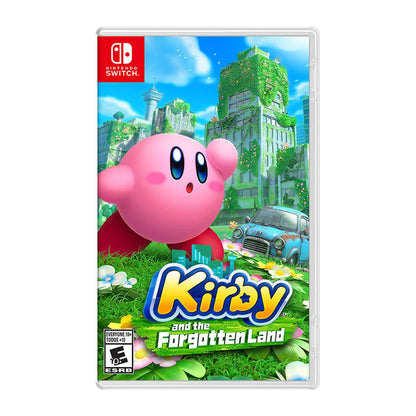 Kirby and the Forgotten Land physical Nintendo game cover on a white background