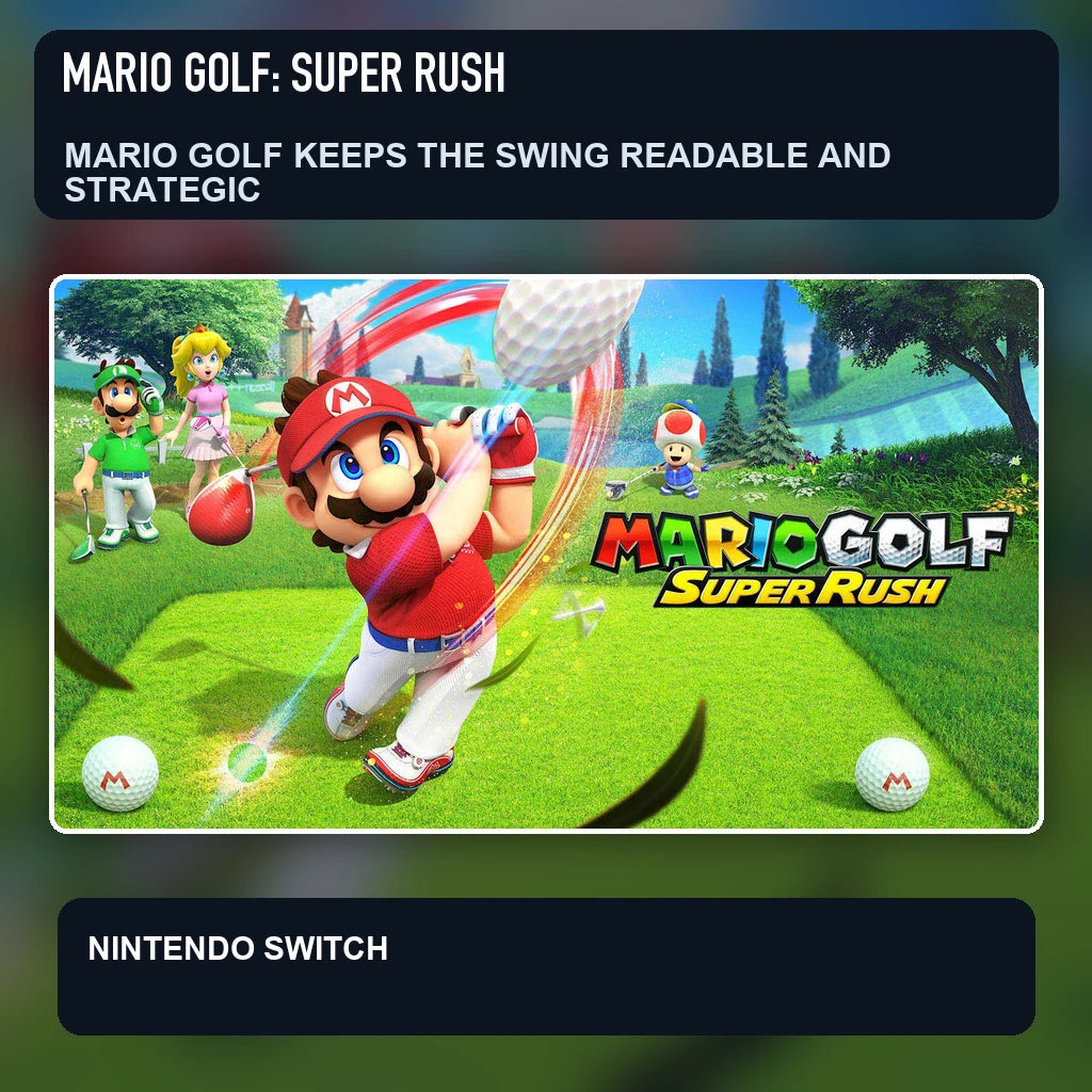 Mario Golf: Super Rush key visual highlighting mario golf keeps the swing readable and strategic