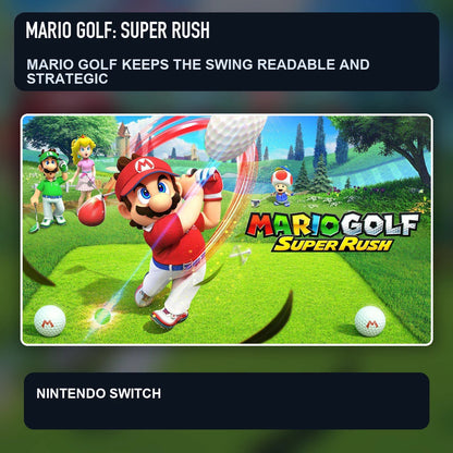 Mario Golf: Super Rush key visual highlighting mario golf keeps the swing readable and strategic