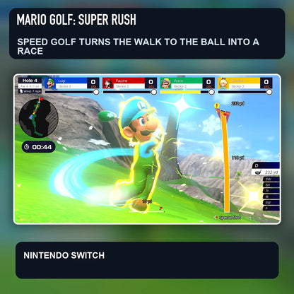 Mario Golf: Super Rush scene illustrating speed golf turns the walk to the ball into a race