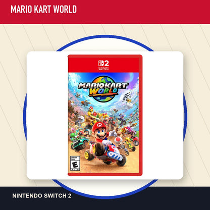 Mario Kart World physical game cover in a minimal catalog layout