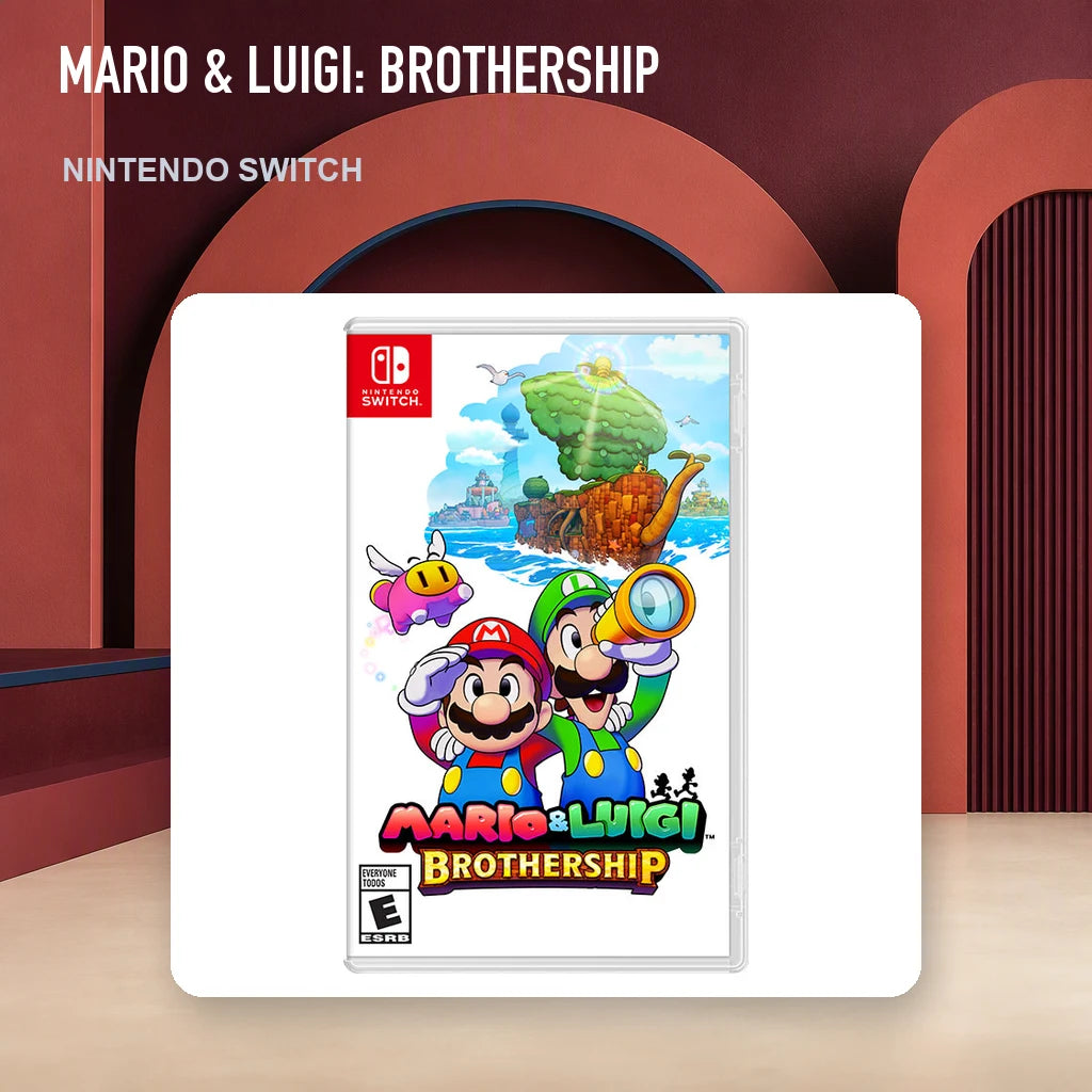 Mario & Luigi: Brothership physical game cover in an RGM retro display setting