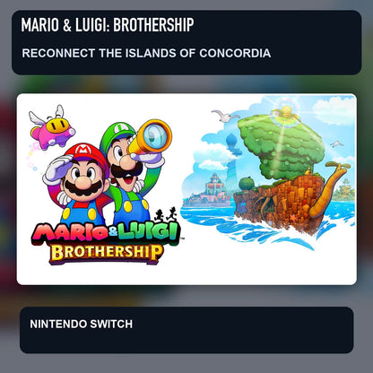 Mario & Luigi: Brothership key visual highlighting reconnect the islands of concordia