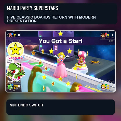 Mario Party Superstars scene illustrating five classic boards return with modern presentation