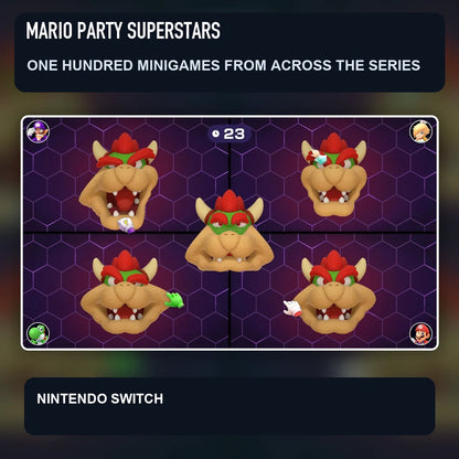 Mario Party Superstars scene illustrating one hundred minigames from across the series