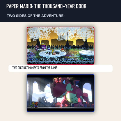 Two scenes from Paper Mario: The Thousand-Year Door showing distinct moments from the game