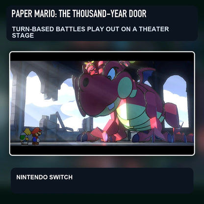 Paper Mario: The Thousand-Year Door scene illustrating turn-based battles play out on a theater stage