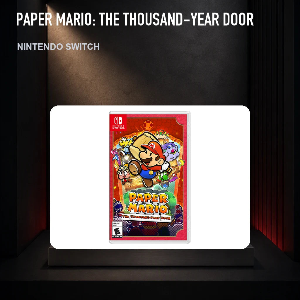 Paper Mario: The Thousand-Year Door physical game cover on a collector display plinth
