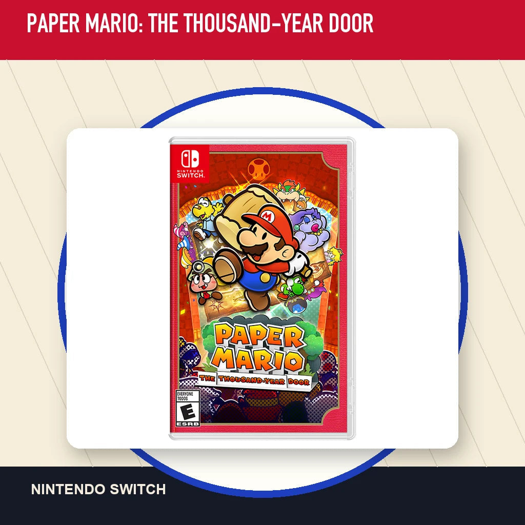 Paper Mario: The Thousand-Year Door physical game cover in a minimal catalog layout