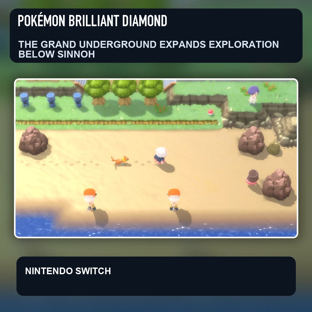 Pokémon Brilliant Diamond scene illustrating the grand underground expands exploration below sinnoh