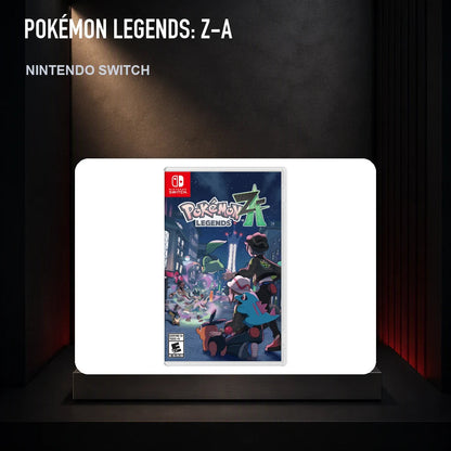 Pokémon Legends: Z-A physical game cover on a collector display plinth