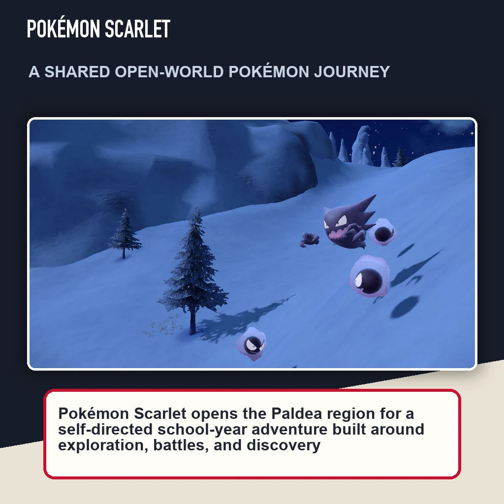 Pokémon Scarlet scene highlighting a shared open-world pokémon journey