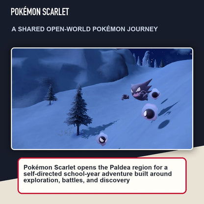 Pokémon Scarlet scene highlighting a shared open-world pokémon journey