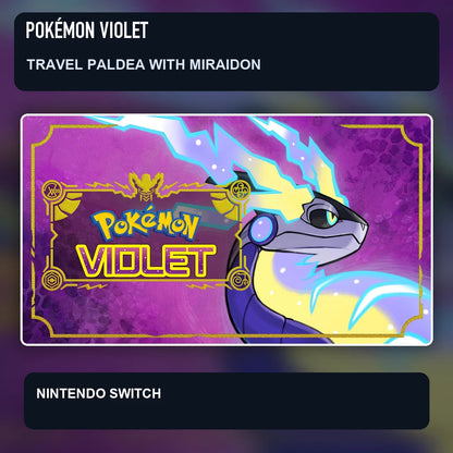 Pokémon Violet key visual highlighting travel paldea with miraidon